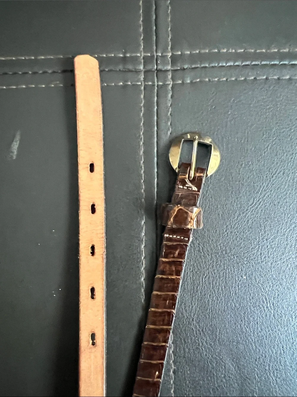 Vintage 1980s Speyer Snakeskin Slim Leather Belt in Brown Size 28
